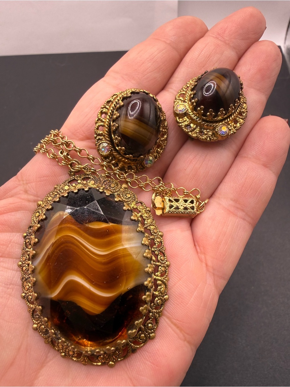 Vintage West Germany Necklace & Clip-On Earrings Set